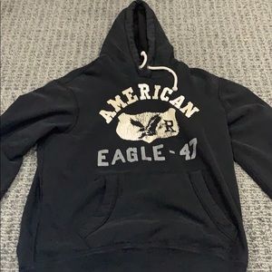 Large black American Eagle hooded pullover